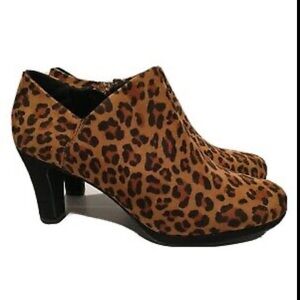 Xappeal Austen Womens Leopard Ankle Boots with a zipper and cone shaped heel